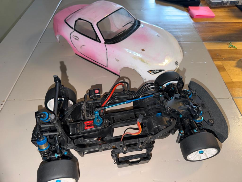 Tamiya M07 RC Auto Onroad Chassis met Mazda MX-5 Body, Elektro, Gebruikt, Ophalen of Verzenden, Schaal 1:10