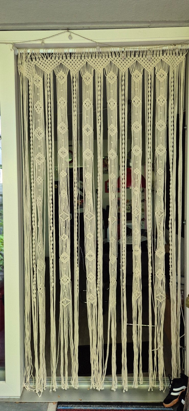 Macramé (vlieg) Gordijn voor Schuifpui (142x242 cm), Crème, 144 cm, In te korten, Ophalen of Verzenden