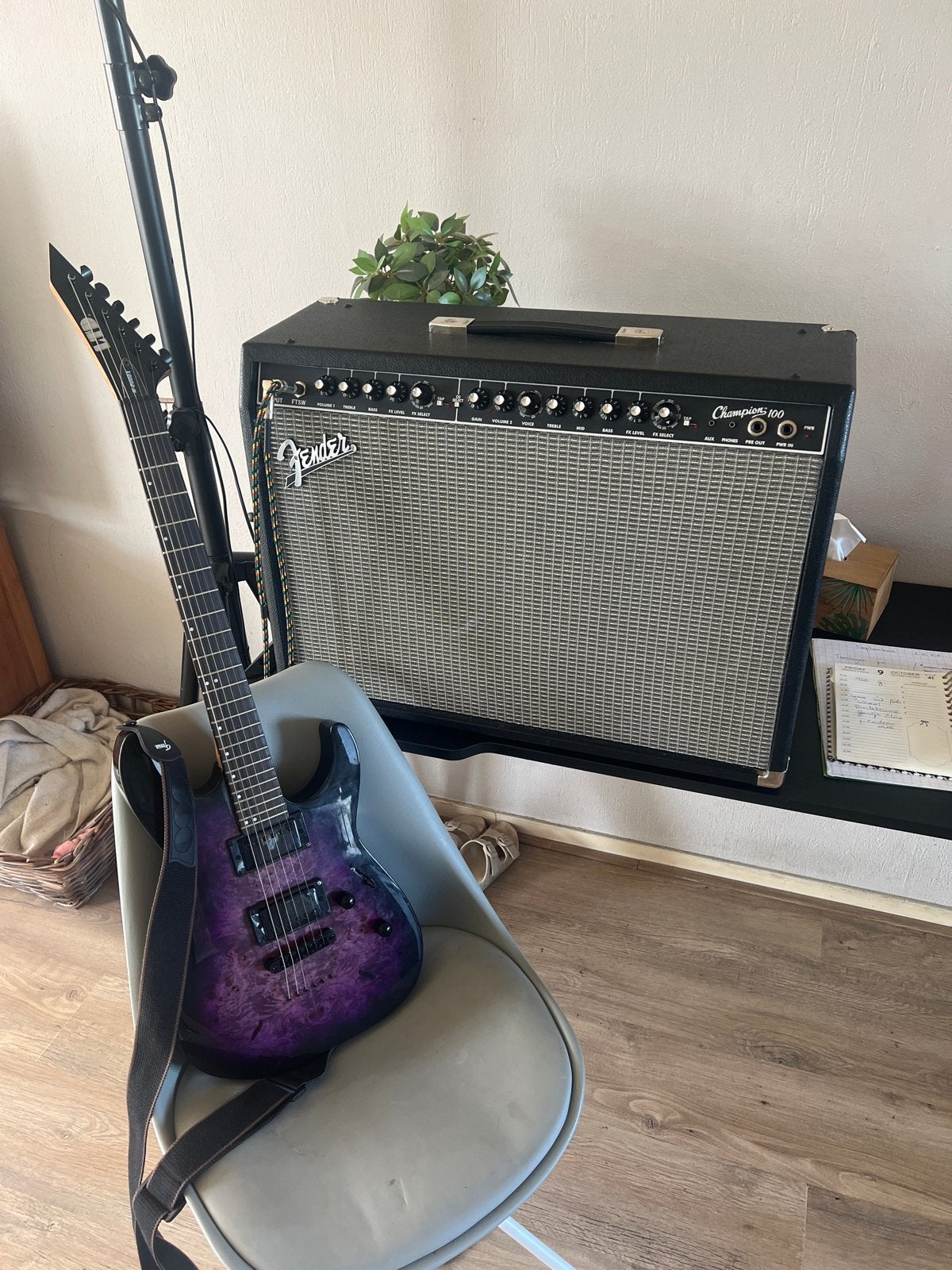 ESP LTD M-200FR elektrische gitaar met Fender Champion 100, Muziek en Instrumenten, Met versterker, Zo goed als nieuw, Solid body