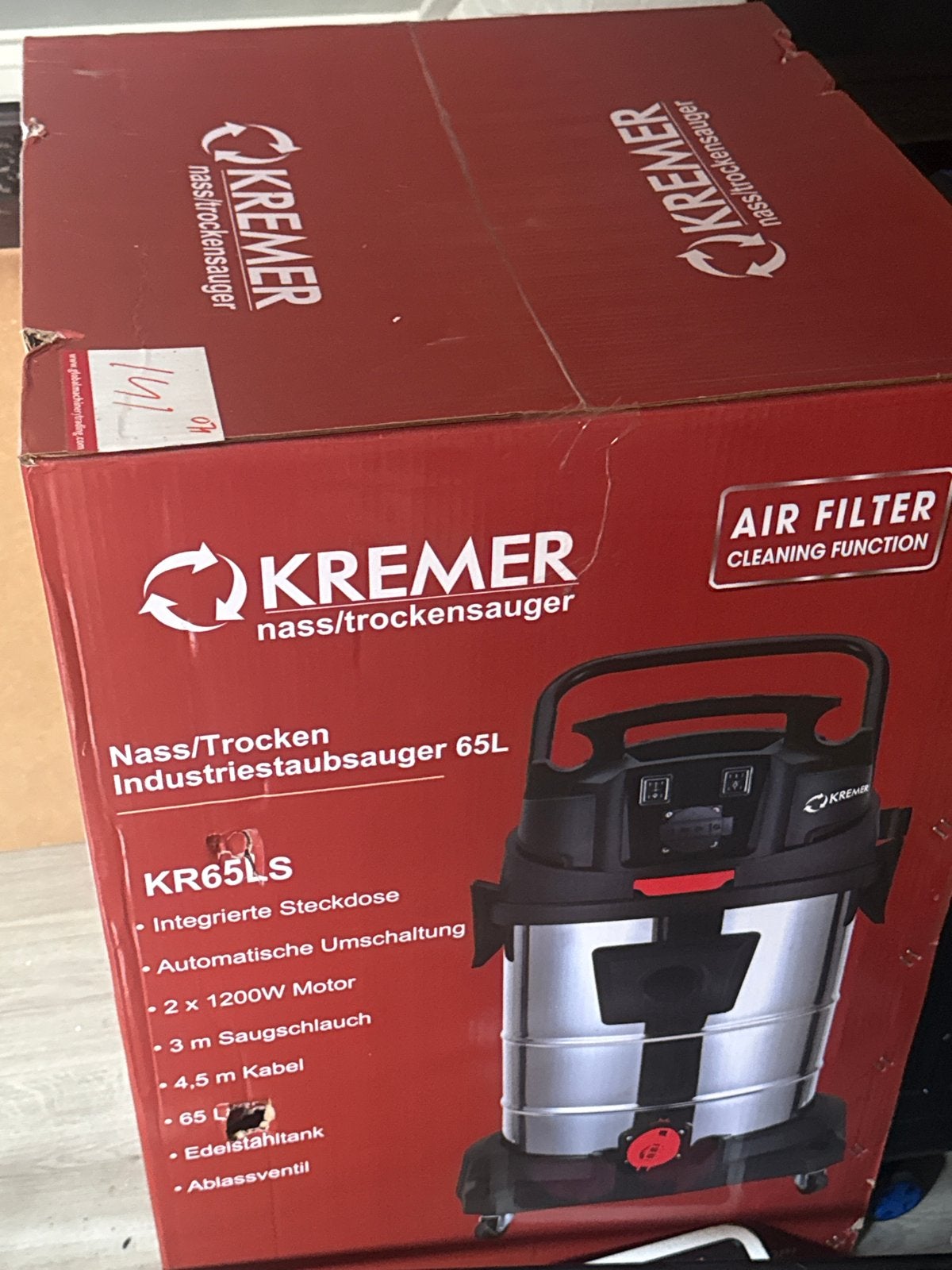 Nieuwe Kremer KR65LS Nat/Droog Industriële Stofzuiger 65L, Witgoed en Apparatuur, Stofzuigers, Overige merken, Nieuw, Ophalen of Verzenden