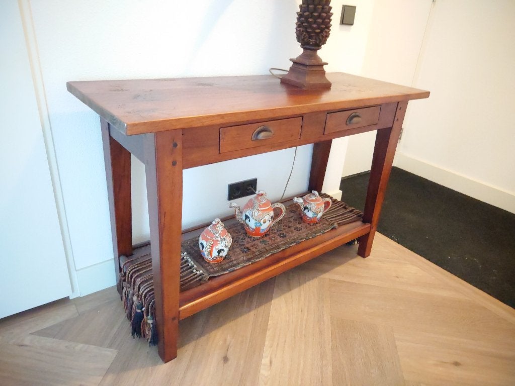 Sidetable, Huis en Inrichting, Tafels | Sidetables, Zo goed als nieuw, 25 tot 50 cm, 100 tot 150 cm, Rechthoekig, Eikenhout, Ophalen
