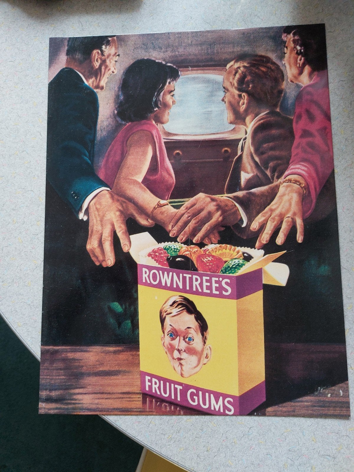 Vintage Rowntree's Fruit Gums reclamebord, Verzamelen, Merken en Reclamevoorwerpen, Ophalen of Verzenden, Gebruikt, Reclamebord