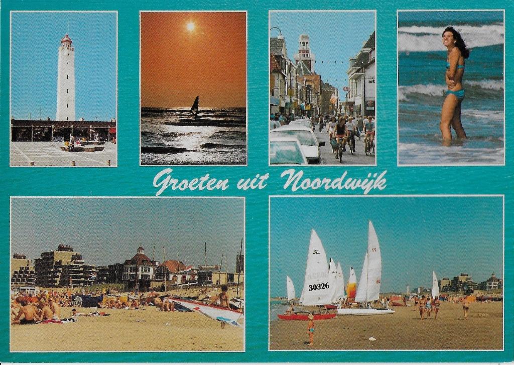 Ch132 Gelopen ansichtkaart groeten uit Noordwijk, Verzamelen, Ophalen of Verzenden, 1960 tot 1980, Gelopen, Zuid-Holland