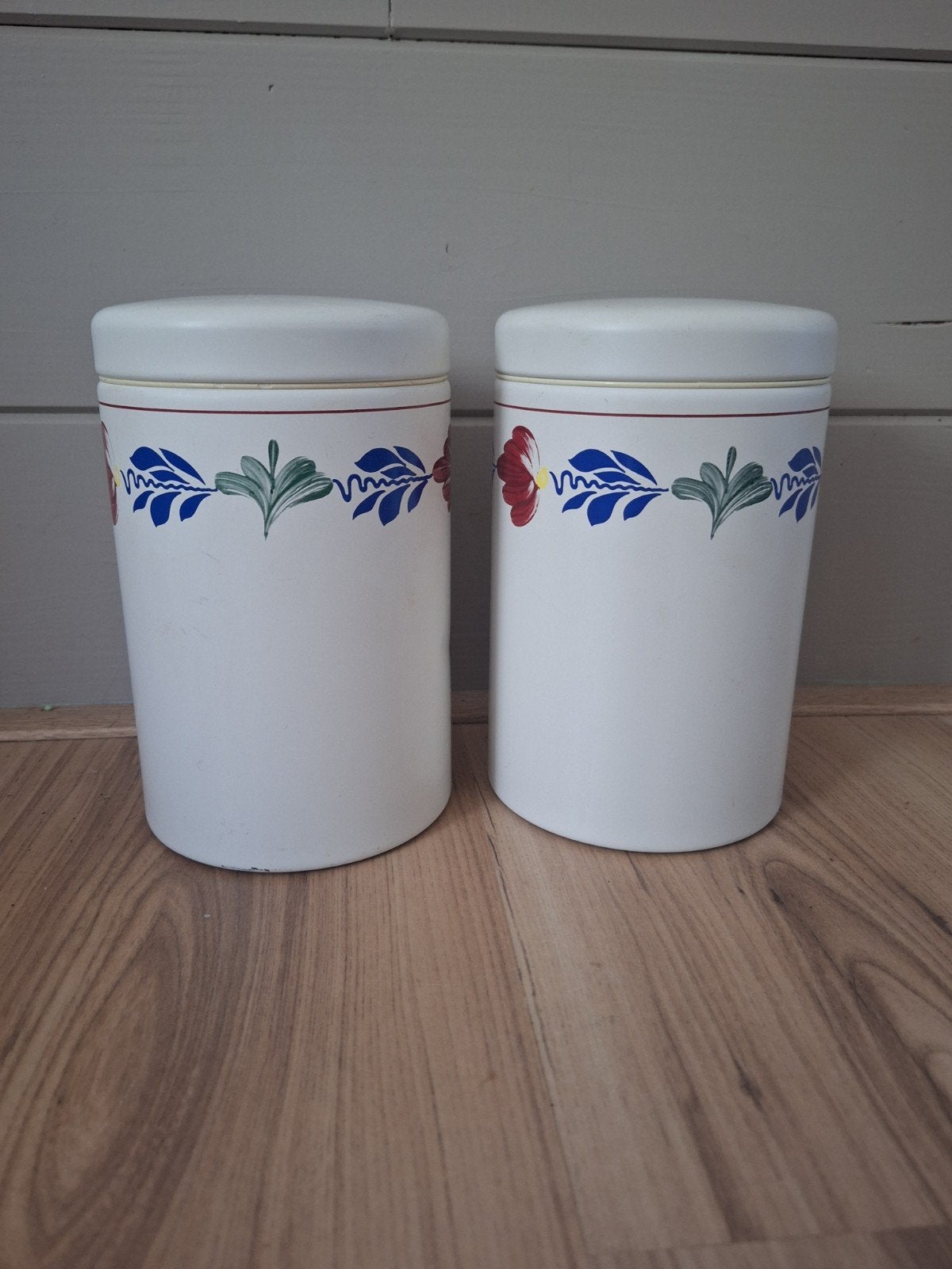 Brabantia Boerenbont Opbergblikken (set van 2), Gebruikt, Ophalen of Verzenden, Voorraadpot, Metaal