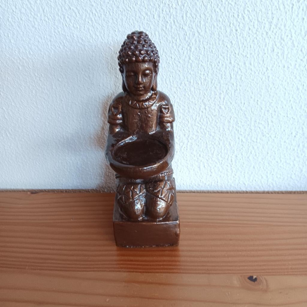 Boeddha met offerschaal of waxinelichthouder, Ophalen of Verzenden, Zo goed als nieuw