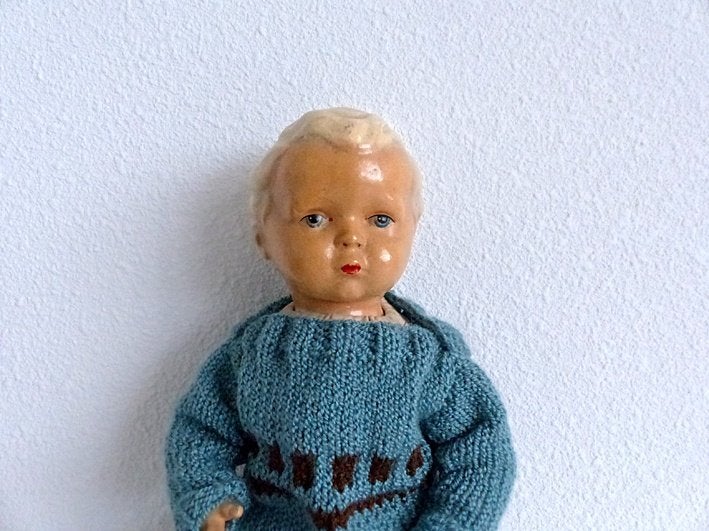 Vintage pop jongen keramieken hoofd armen en benen, Verzamelen, Ophalen of Verzenden, Gebruikt, Pop