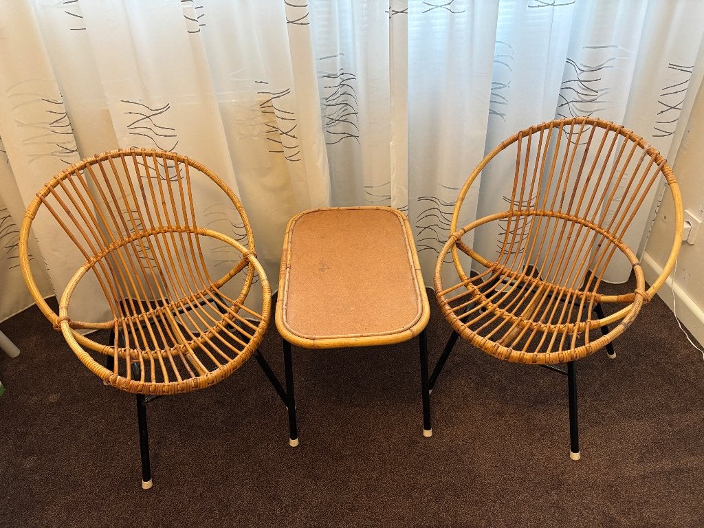 Originele vintage rotan set, Antiek en Kunst, Ophalen