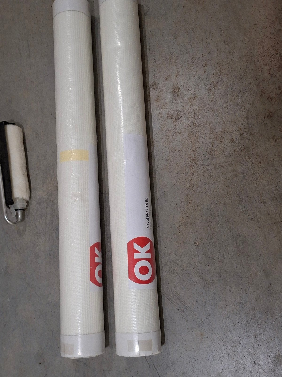 Glasweefsel pakket: 2 rollen glasweefsel en lijm, Minder dan 5 liter, Ophalen, Nieuw, Wit