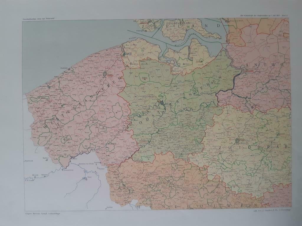 B108/ Plattegrond Vlaanderen België op 1-7-1817. Litho 1930, Antiek en Kunst, Ophalen of Verzenden
