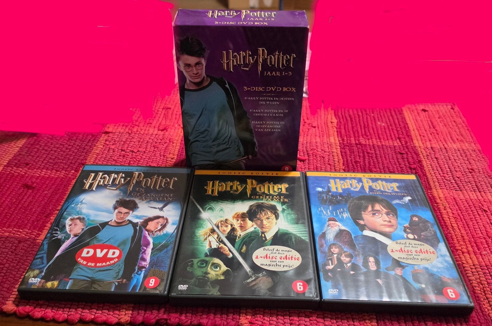 Harry Potter Jaren 1-3 DVD Box + 3 losse DVD's, Vanaf 6 jaar, Ophalen of Verzenden, Gebruikt, Inclusief doosje
