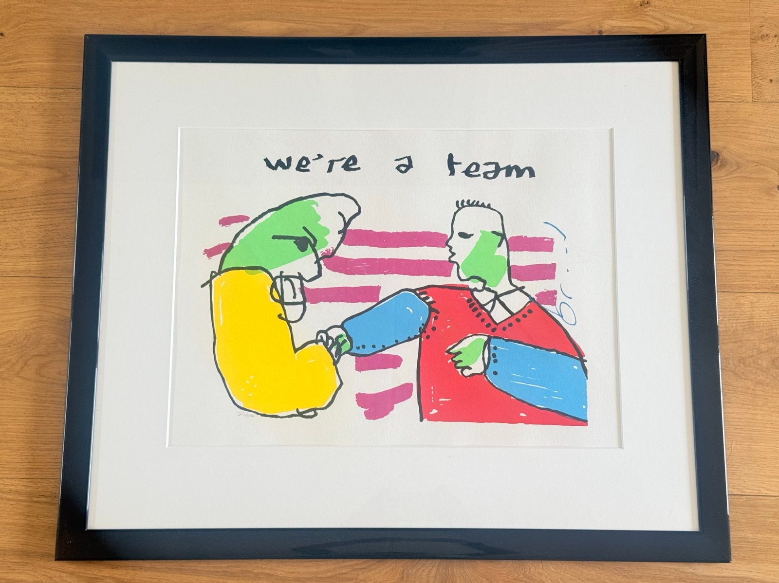 Originele Zeefdruk 'We're a Team' van Dé Jaski (1989/1990), Ophalen of Verzenden, Zeefdruk, Origineel, 1950 - 1999