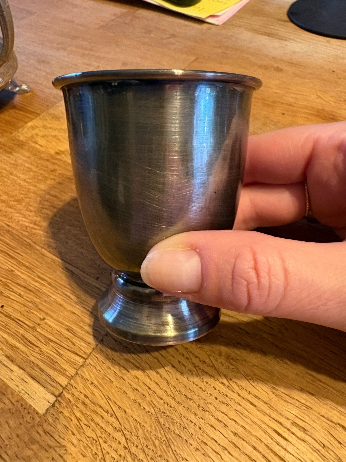 Zilverkleurig eierdopje, Antiek en Kunst, Ophalen of Verzenden, Zilver