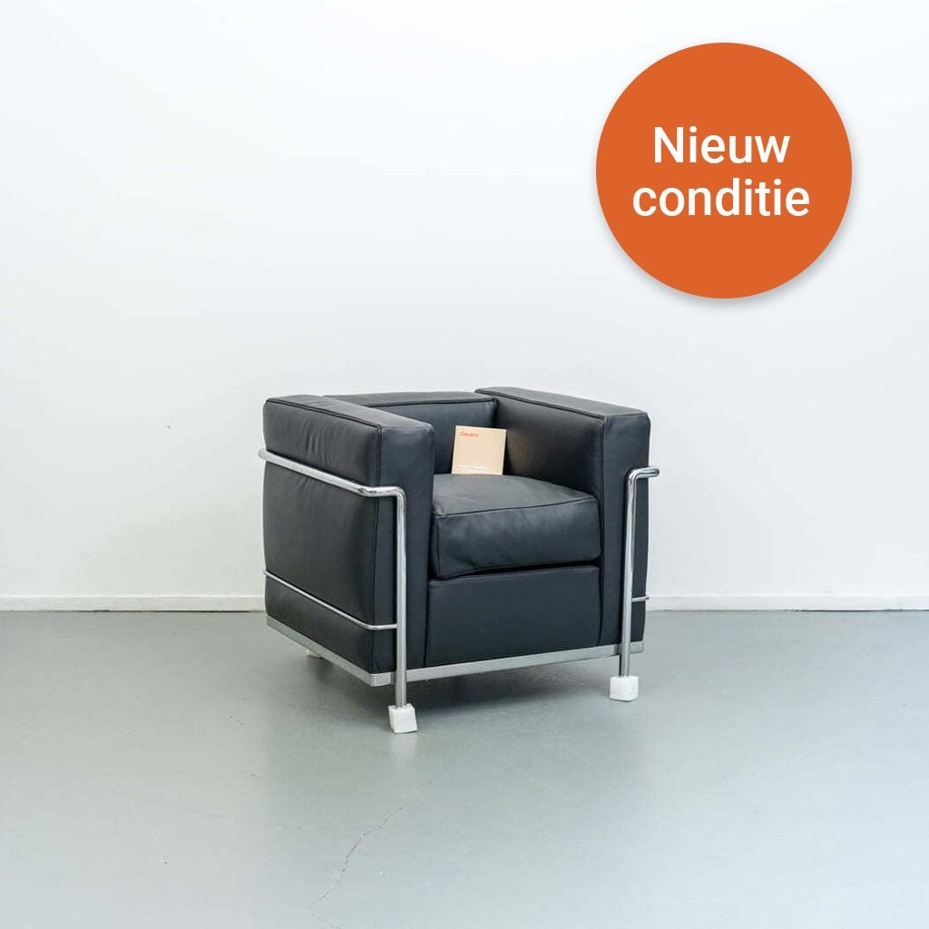 Cassina LC2 Fauteuil Zwart Leer, Niet ingevuld, Nieuw, Niet ingevuld, Niet ingevuld