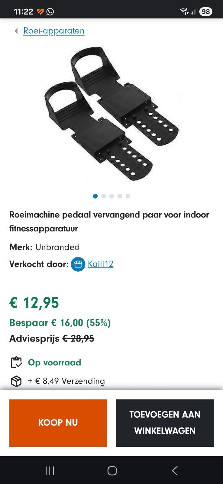 Roeitrainer pedalen (2 sets) - Nieuw, samen of per set, Sport en Fitness, Ophalen, Kunststof, Nieuw, Rug