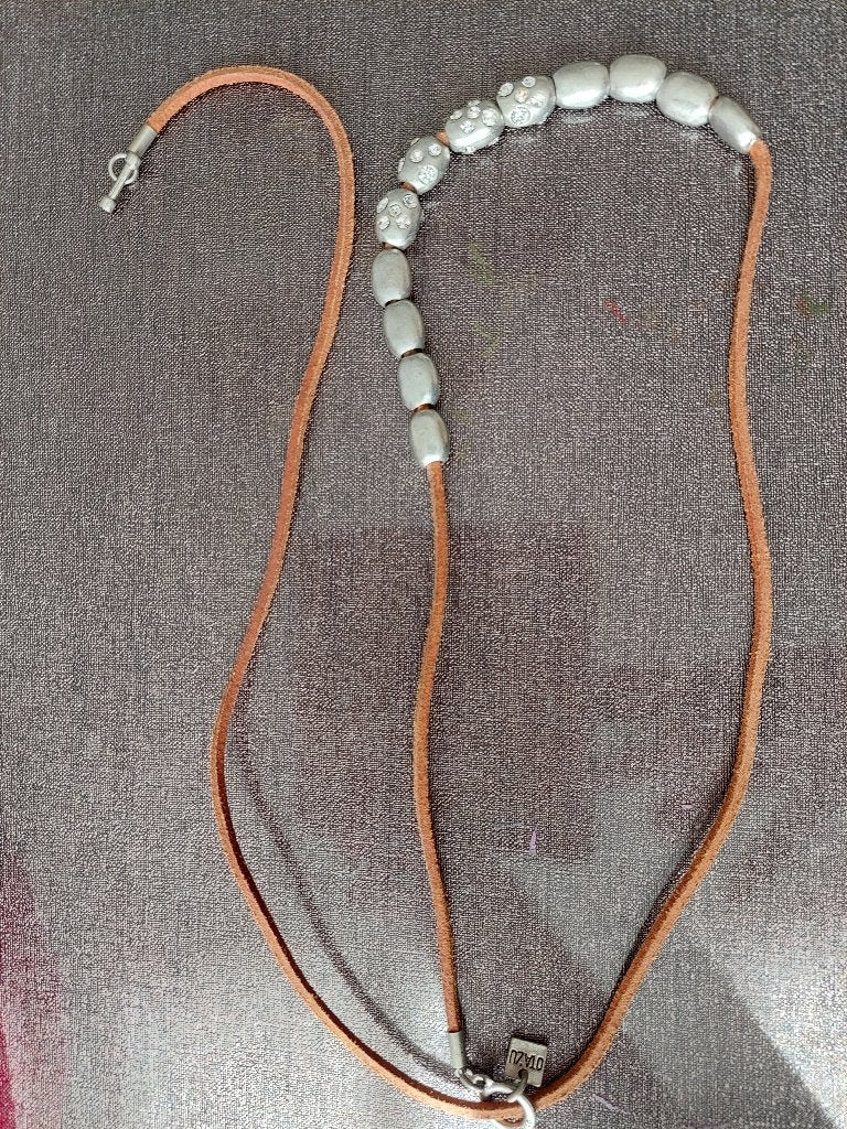 OTAZU  leren ketting, Sieraden, Tassen en Uiterlijk, Overige materialen, Gebruikt, Ophalen of Verzenden, Zilver