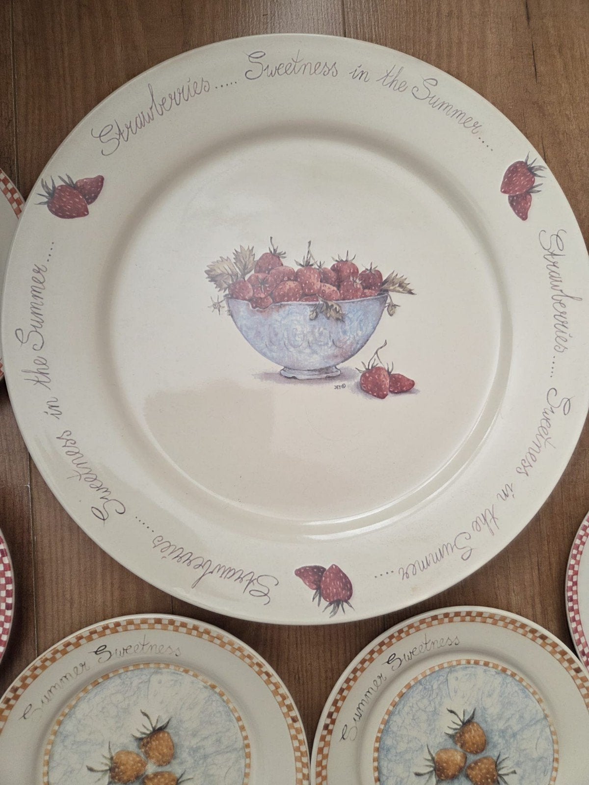 JET by Ter Steege Strawberry taartservies | 7-delig, Gebruikt, Jet, Ophalen of Verzenden, Overige stijlen