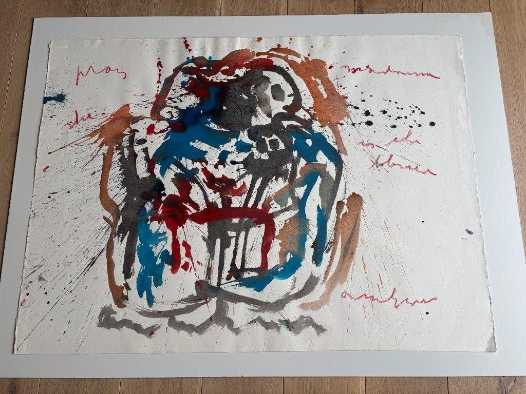 Anton Heyboer met tekst, Antiek en Kunst, Kunst | Schilderijen | Modern, Ophalen of Verzenden