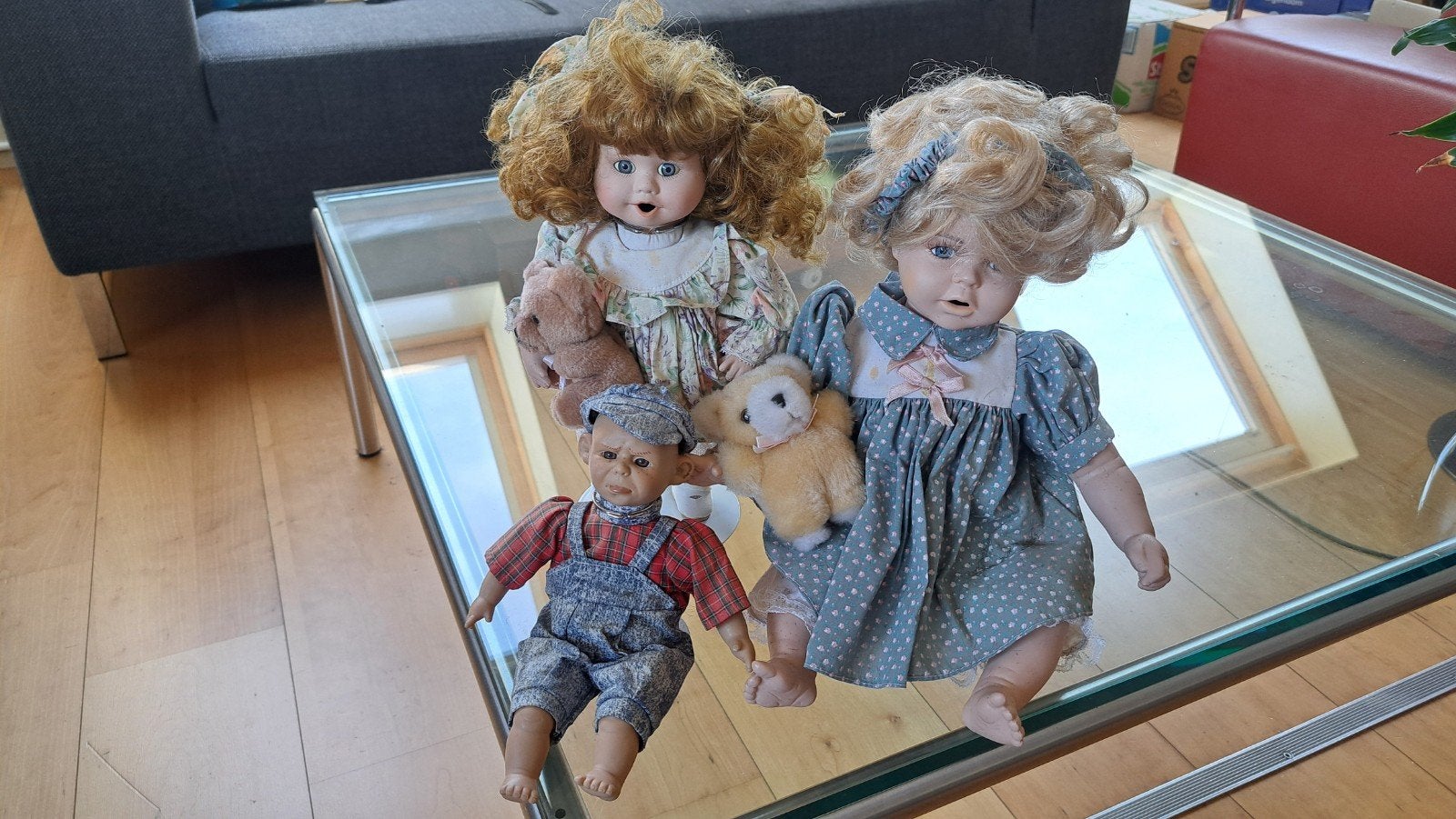 Set van 3 Vintage Porseleinen Poppen met Accessoires, Verzamelen, Ophalen, Gebruikt, Pop