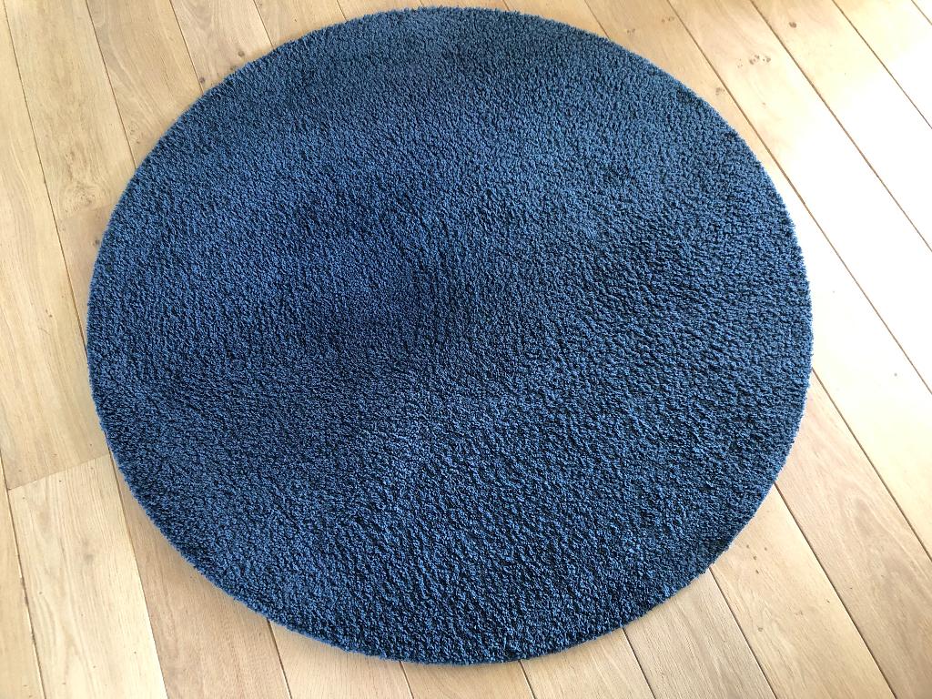 Rond, donkerblauw vloerkleed Ikea Adum, Ophalen, Blauw, Rond, Zo goed als nieuw
