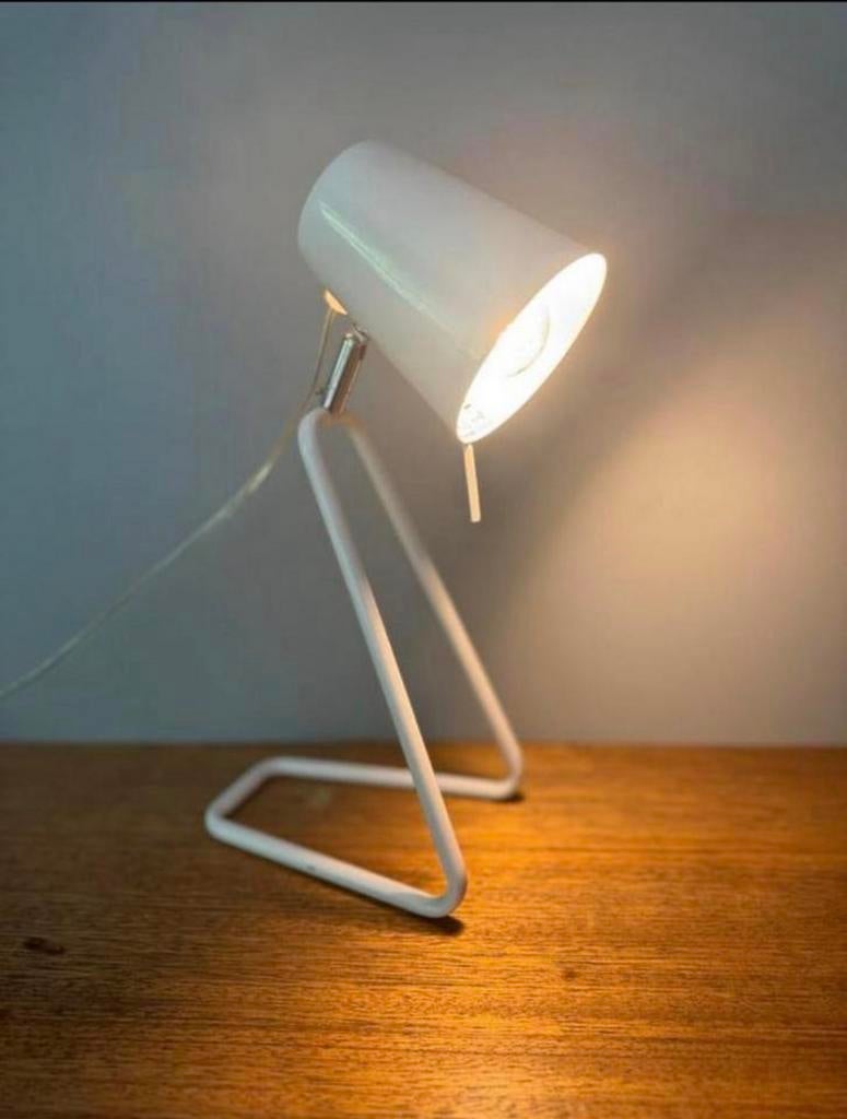 Vintage wit glans Leitmotiv tafellamp.342, Space Age, Ophalen of Verzenden, Zo goed als nieuw, Metaal