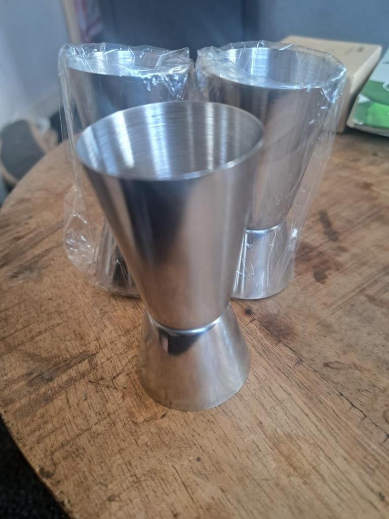 Nieuwe RVS Jigger Cocktailmaatbeker - Set van 3, Huis en Inrichting, Keuken | Keukenbenodigdheden, Nieuw, Overige typen, Metaal