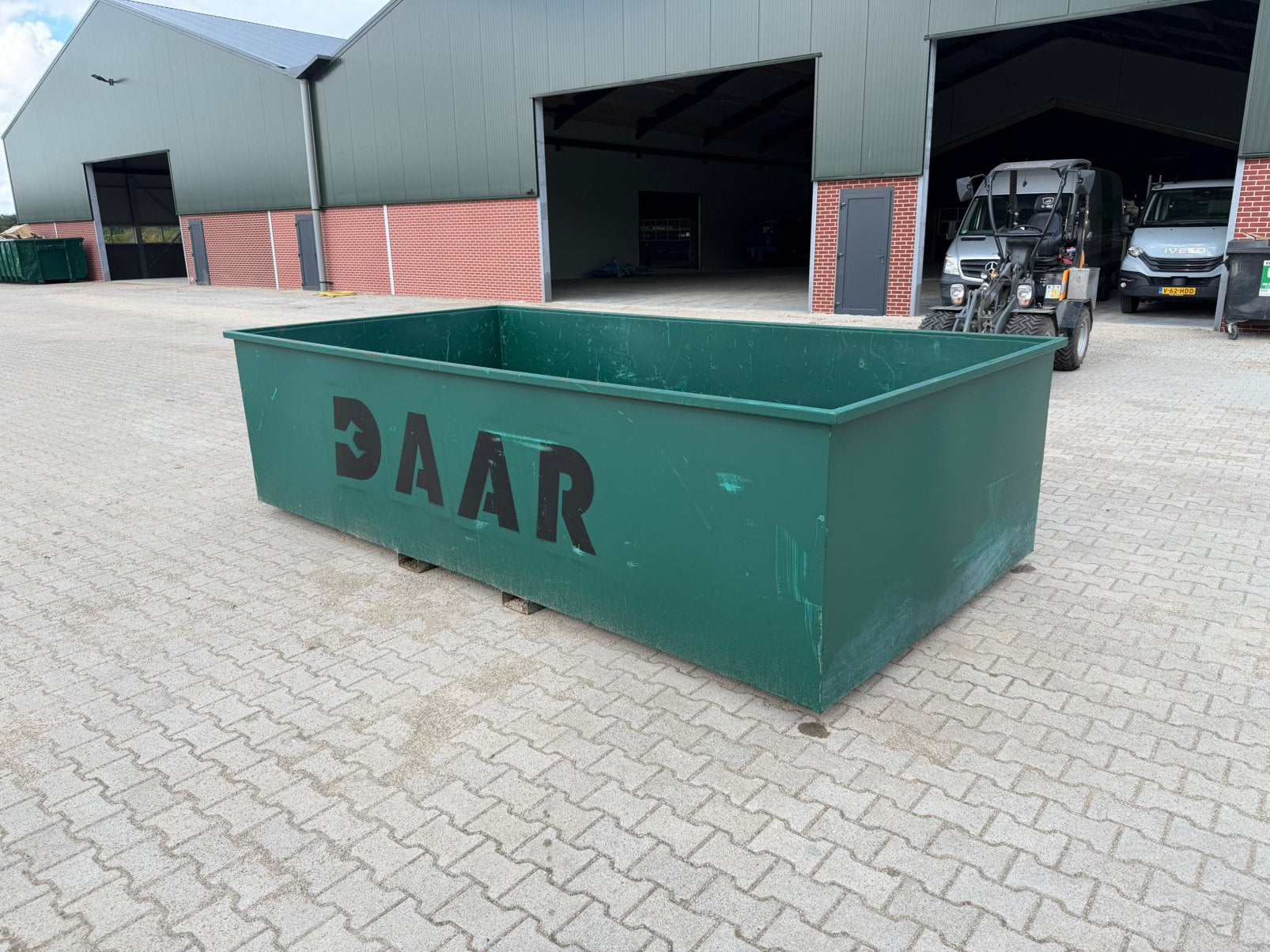 Stalen bak, afval bak lepelkokers heftruck 8m3 container, Ophalen