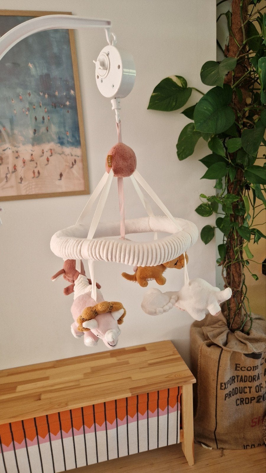 Prenatal Muziekmobiel Dino's + extra dino-knuffel, Prénatal, Met geluid, Ophalen of Verzenden, Zo goed als nieuw