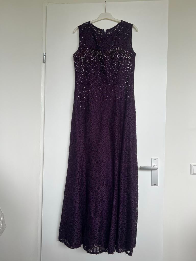 Paarse Galajurk Maat 46 met Parelversiering, Galajurk, Paars, Maat 46/48 (XL) of groter, Ophalen of Verzenden
