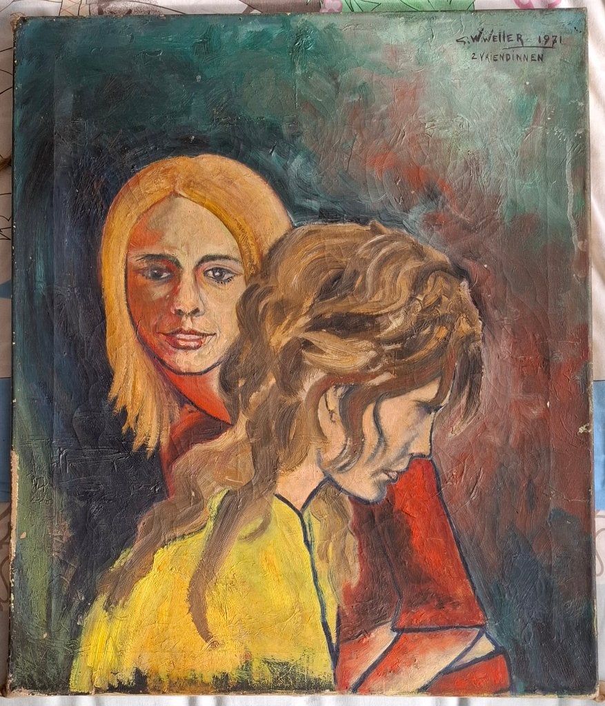 Schilderij 9 van G.W. Weller., Antiek en Kunst, Ophalen, Overige stijlen, Doek, Portret of Personen