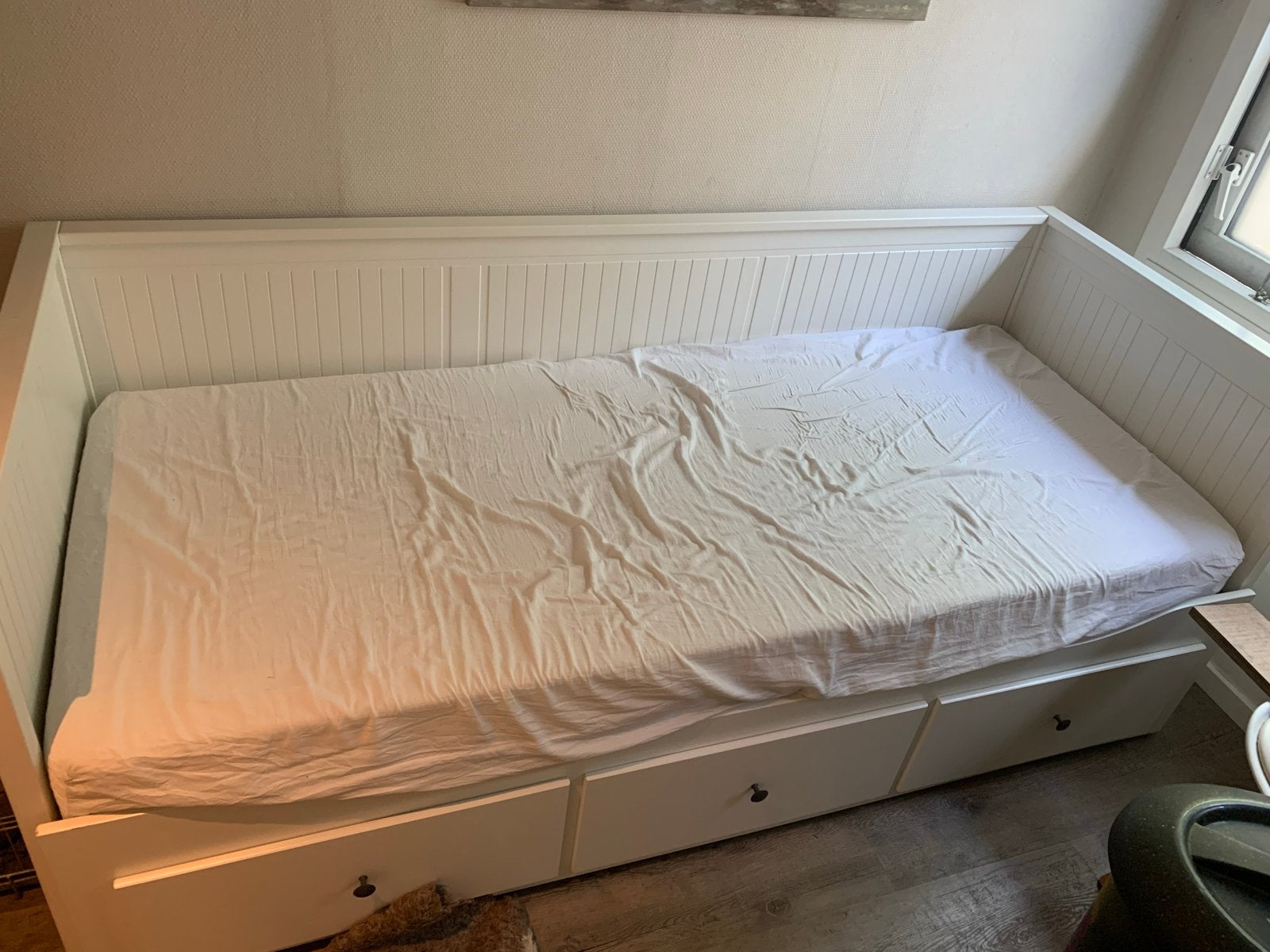 IKEA Hemnes uitschuifbed met matras, Wit, Tweepersoons, Ophalen of Verzenden, 80 cm