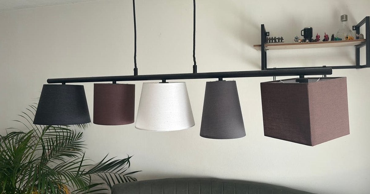 Hang Lamp met 5 lampenkappen, Ophalen of Verzenden, Zo goed als nieuw, Minder dan 100 cm