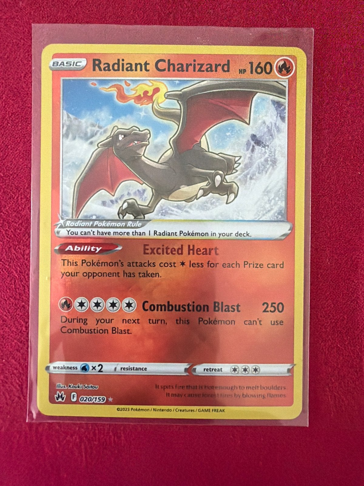 Radiant Charizard Pokémon Kaart (F 020/159), Ophalen of Verzenden, Zo goed als nieuw, Losse kaart
