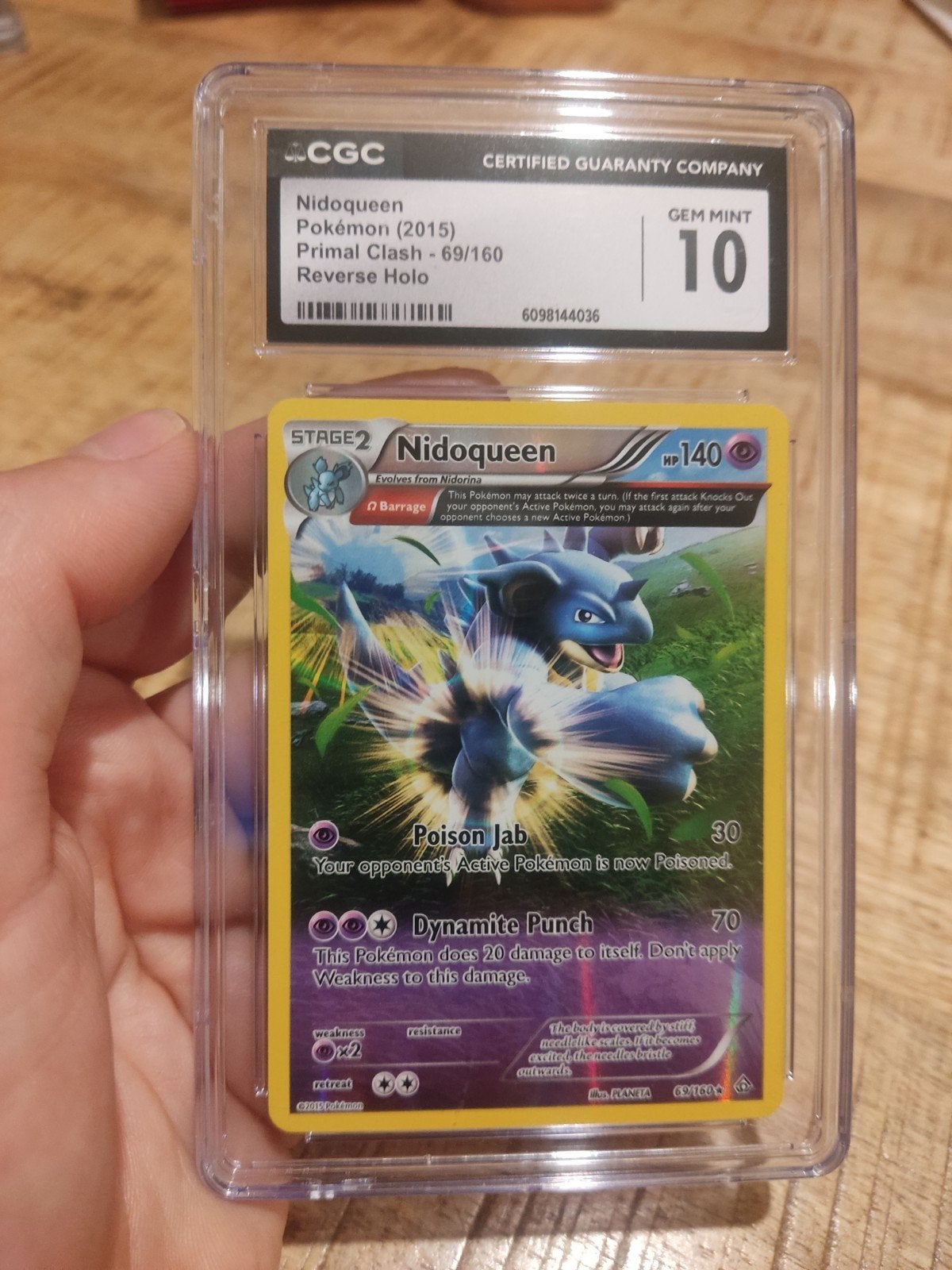 Pokémon Nidoqueen Primal Clash Reverse Holo CGC 10, Ophalen of Verzenden, Zo goed als nieuw, Losse kaart, Foil