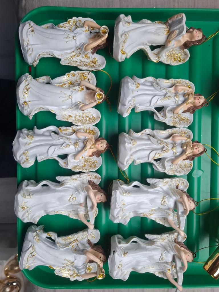 11 kerst Engelen en een gouden glazen piek, Diversen, Kerst, Ophalen