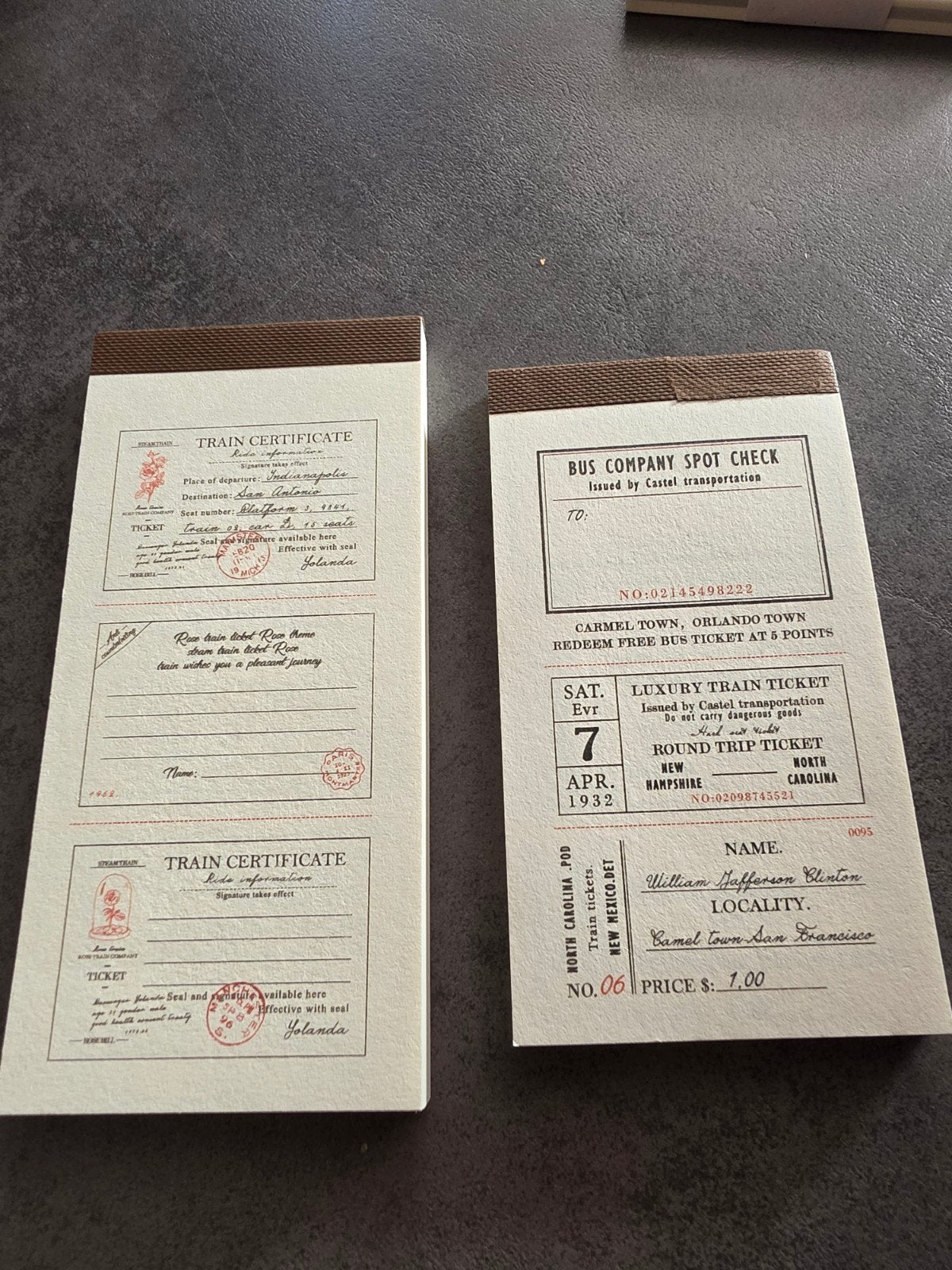 Vintage Stijl Trein- en Buskaartjes Notitieboekjes, Ophalen of Verzenden
