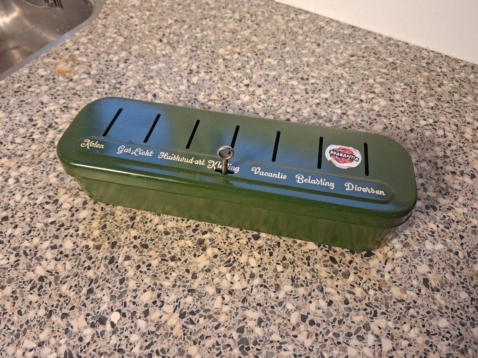 vintage brabantia spaarkistje met sleutel, Ophalen of Verzenden, Zo goed als nieuw