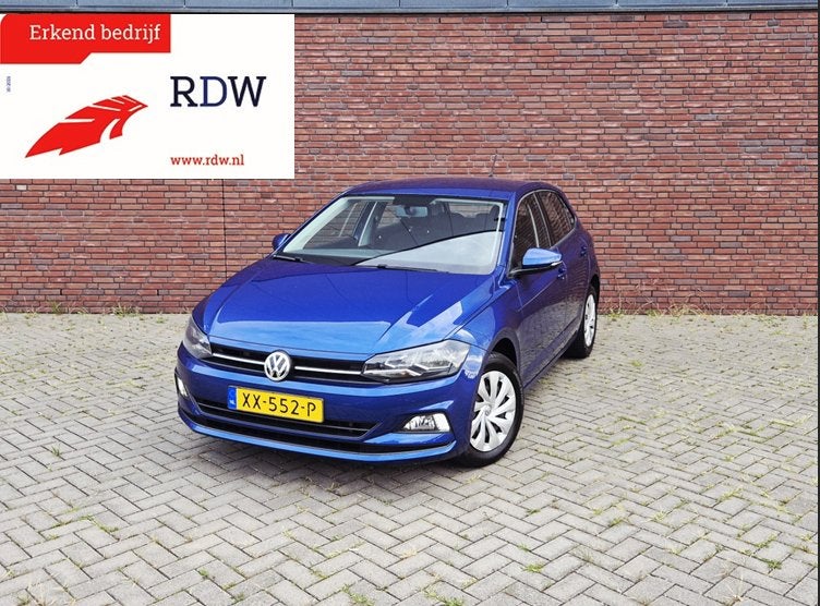 Volkswagen Polo 1.0 TSI 2019 1e Eigenaar, als nieuw! Carplay, Voorwielaandrijving, Stof, Zwart, Blauw