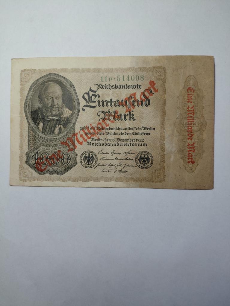 Duitse 1 miljarde mark 1922, Ophalen of Verzenden, Duitsland