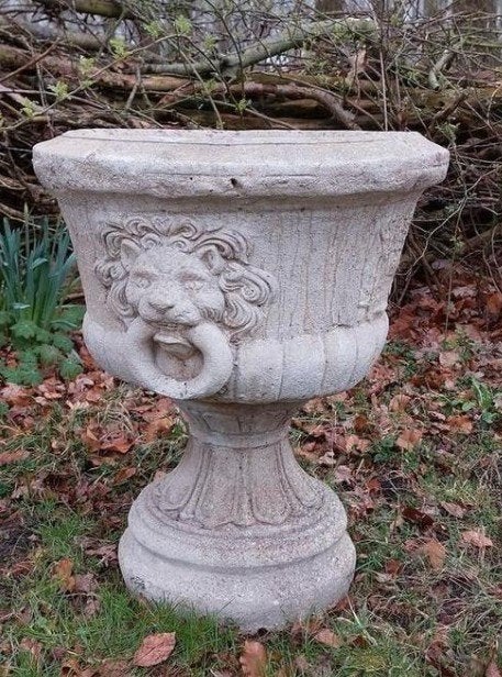 Oude Antiek Brocante Franse Monumentale Betonnen Tuinvaas, Tuin en Terras, Gebruikt, T, Ophalen of Verzenden, N