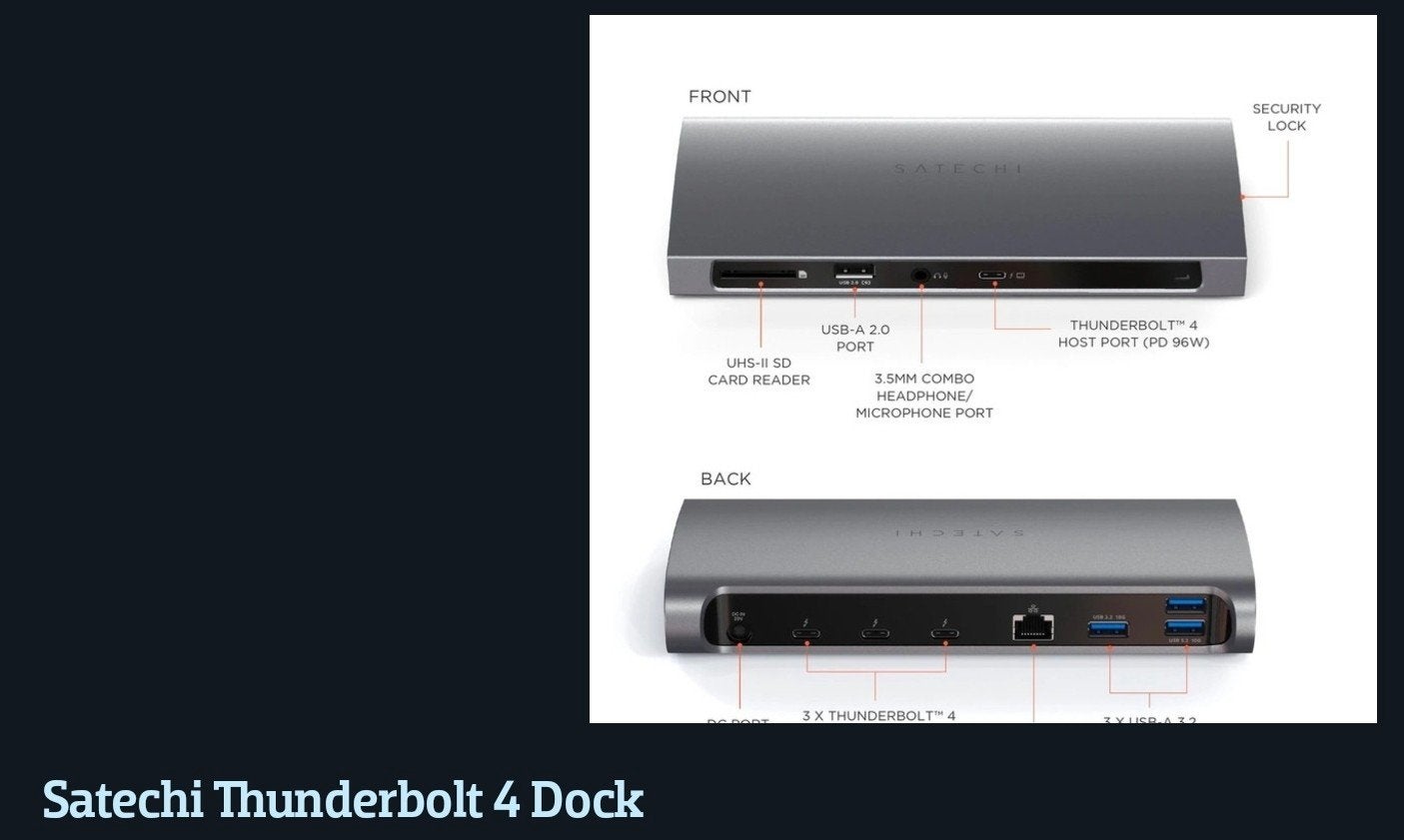 Satechi Thunderbolt 4 Dock, Computers en Software, Nieuw, Satechi, Ophalen of Verzenden, Docking station
