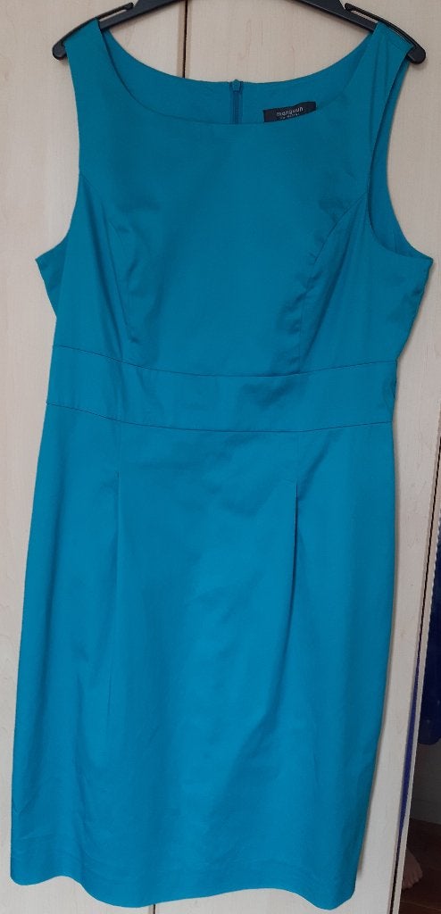 Blauwe kokerjurk zonder mouwen Manguun maat 40, Maat 38/40 (M), Blauw, Ophalen of Verzenden, Zo goed als nieuw