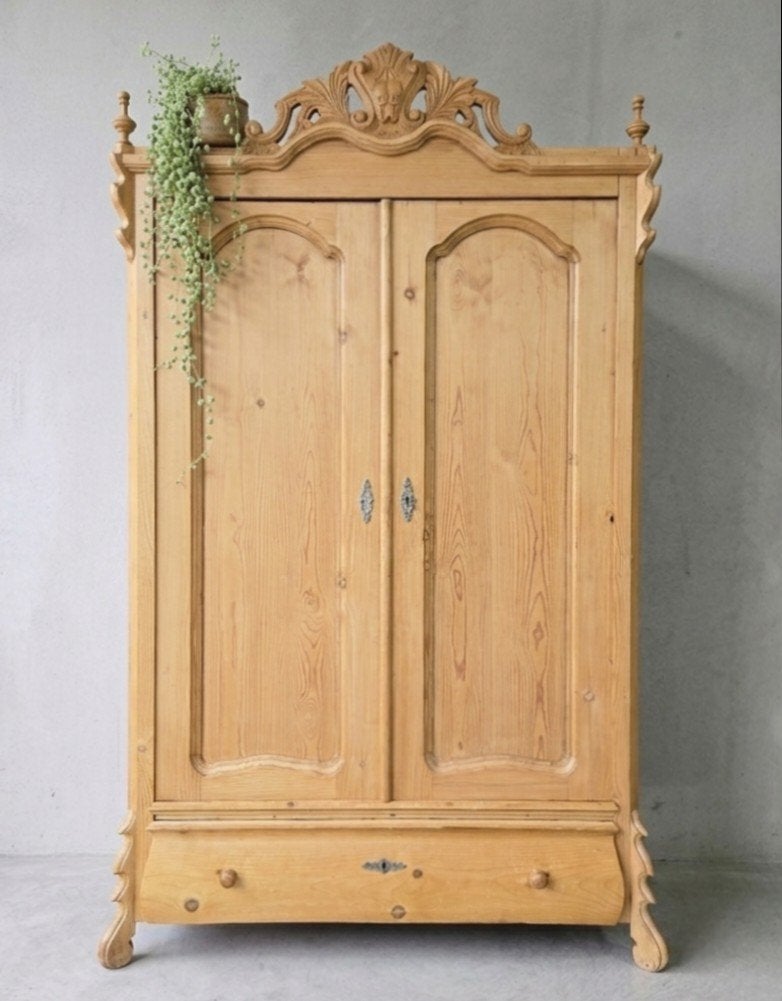 Antieke brocante grenen kuifkast vintage meidenkast kast, Ophalen of Verzenden