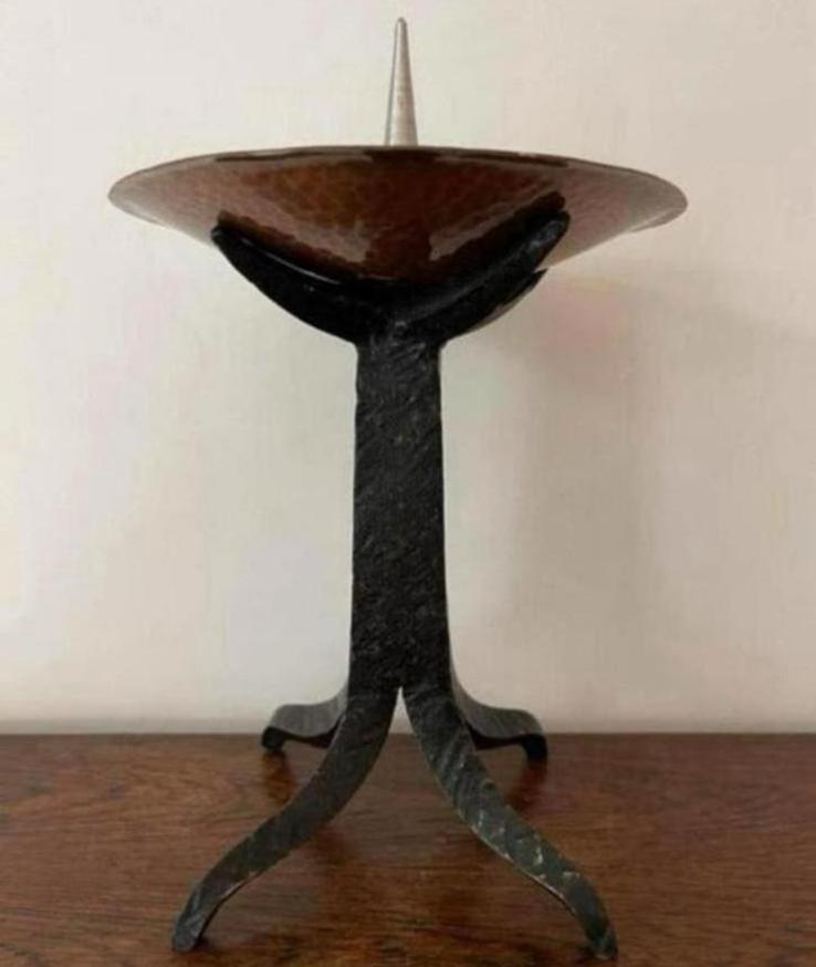 Vintage Brutalist Kandelaar Cast Iron Mid Century 1960, Ophalen of Verzenden, Overige materialen