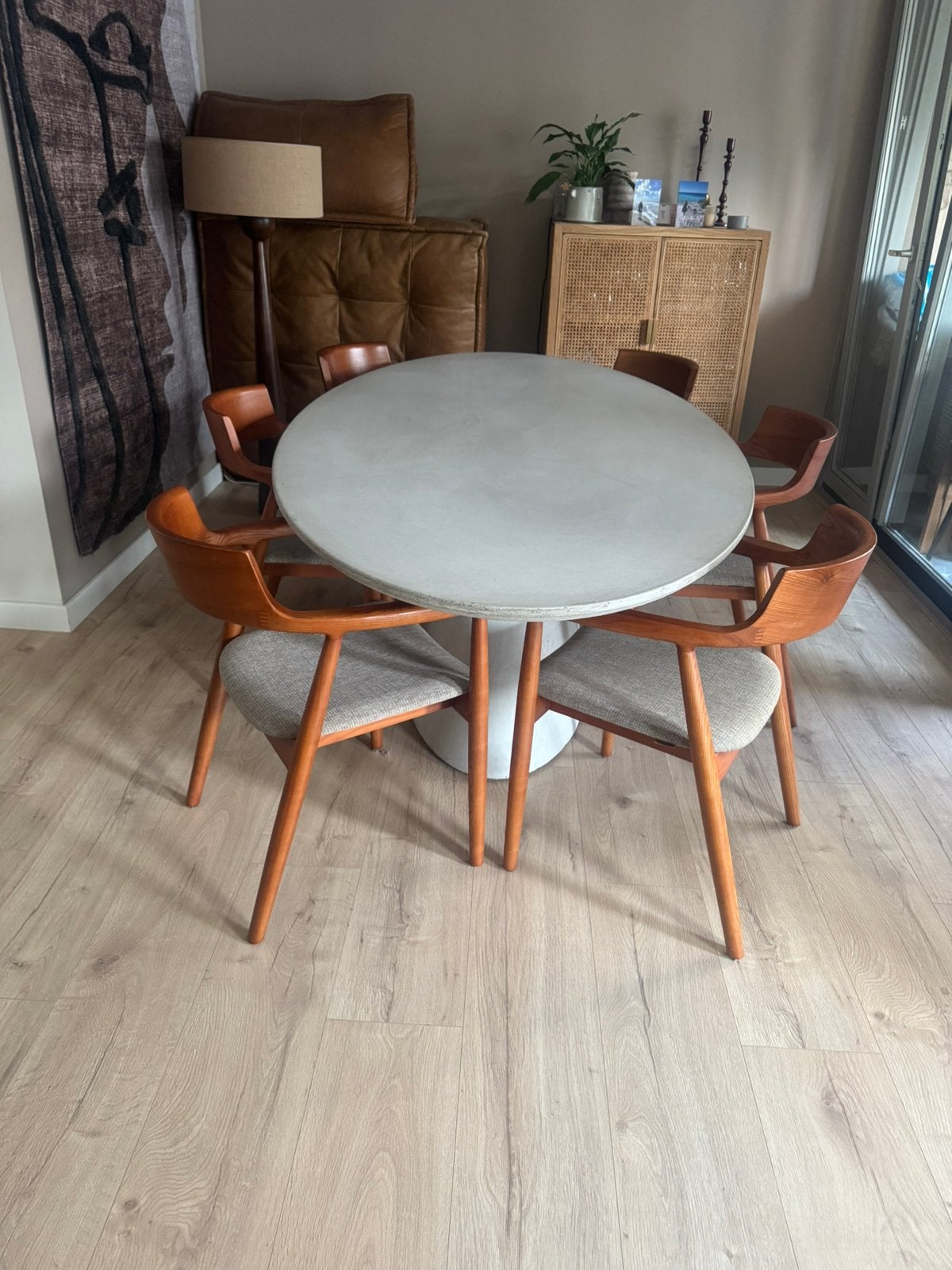 Ovale betonlook Eettafel ( 240 CM X 120 CM ), Ophalen, Overige materialen, Scandinavisch / Japandi, 100 tot 150 cm