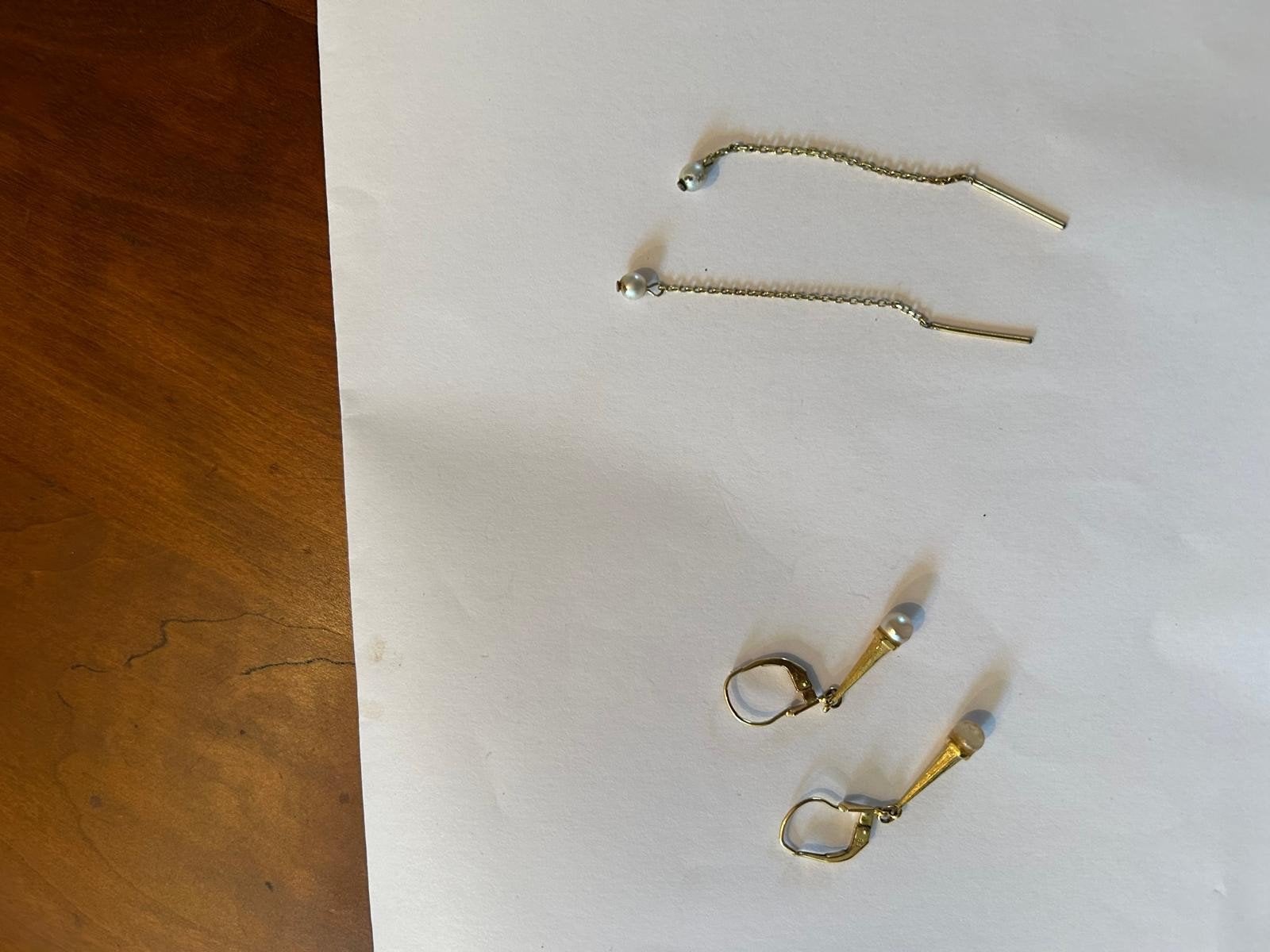 Elegante Double Oorbellen - Goudkleurig met Parel, Sieraden, Tassen en Uiterlijk, Overige materialen, Hangers, Ophalen of Verzenden