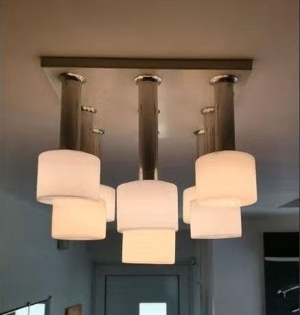 vintage space age Doria plafondlamp, Huis en Inrichting, Lampen | Plafondlampen, Ophalen, E27 (groot), Zo goed als nieuw, Glas
