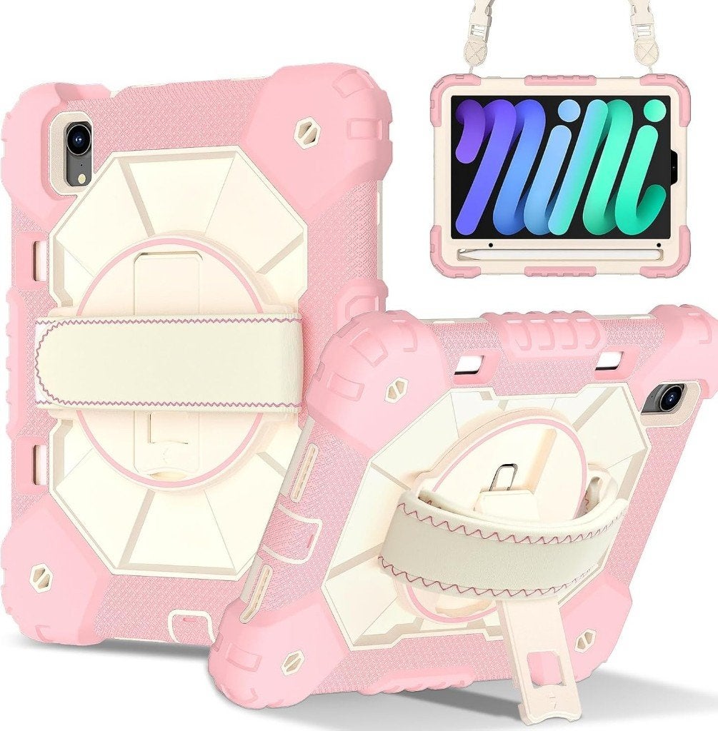 ipad mini 6/7/8 2026 case hoes Rotatable Stand Strap, Verzenden, 11 inch, Nieuw, Bescherming voor- en achterkant