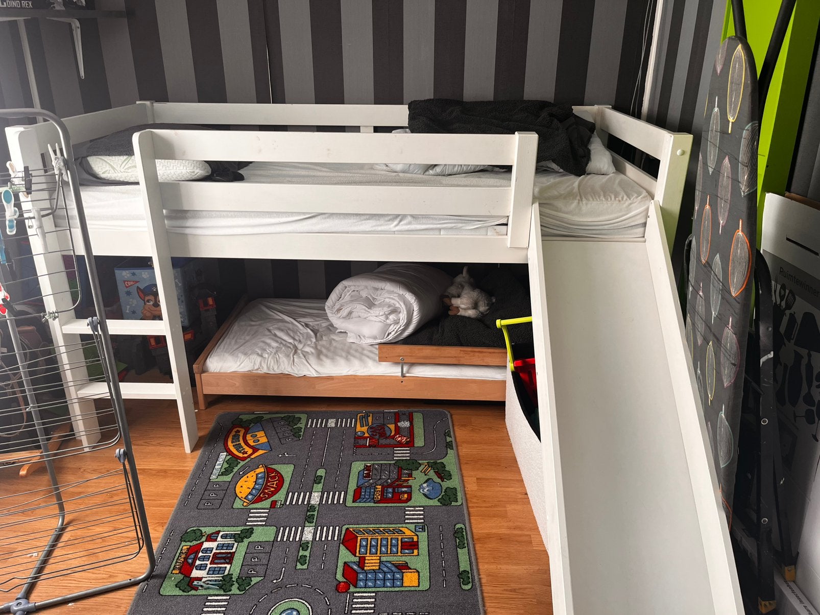 Hoogslaper met glijbaan (zondermatras ), Ophalen, Eenpersoons, Zo goed als nieuw, 90 cm