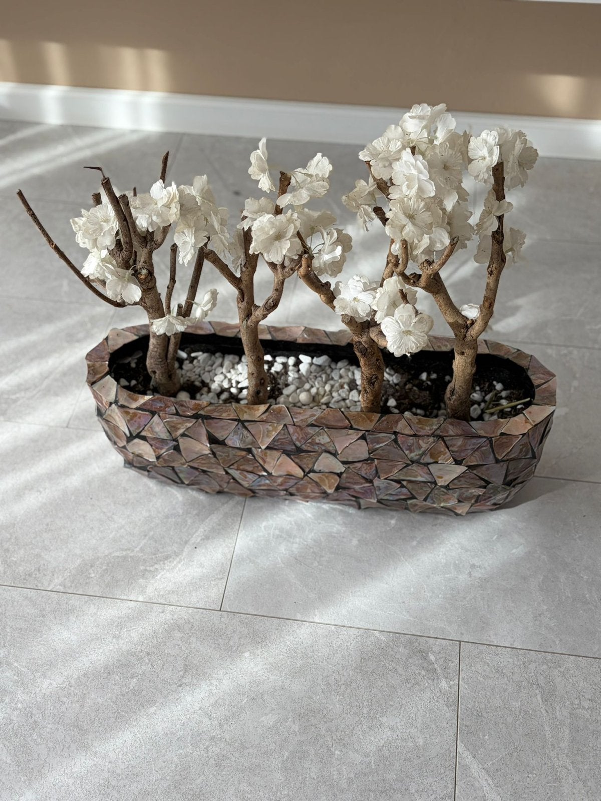 Decoratieve plantenbak met kunstbloesem, Meerkleurig, Overige stijlen, Ophalen of Verzenden, Zo goed als nieuw