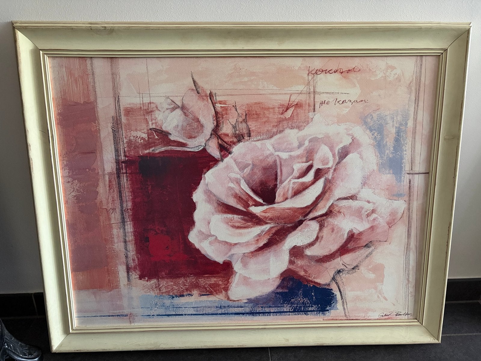 Repro rozen schilderij - 90x70 cm, Antiek en Kunst, Kunst | Schilderijen | Klassiek, Doek, Realistisch, Print, Ingelijst